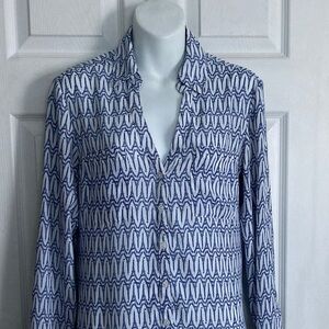 Women’s Express The Portofino Blue Patterned Button-Up Shirt S